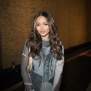 Bershka denim patchwork mesh midaxi dress in dark gray